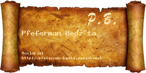 Pfeferman Beáta névjegykártya